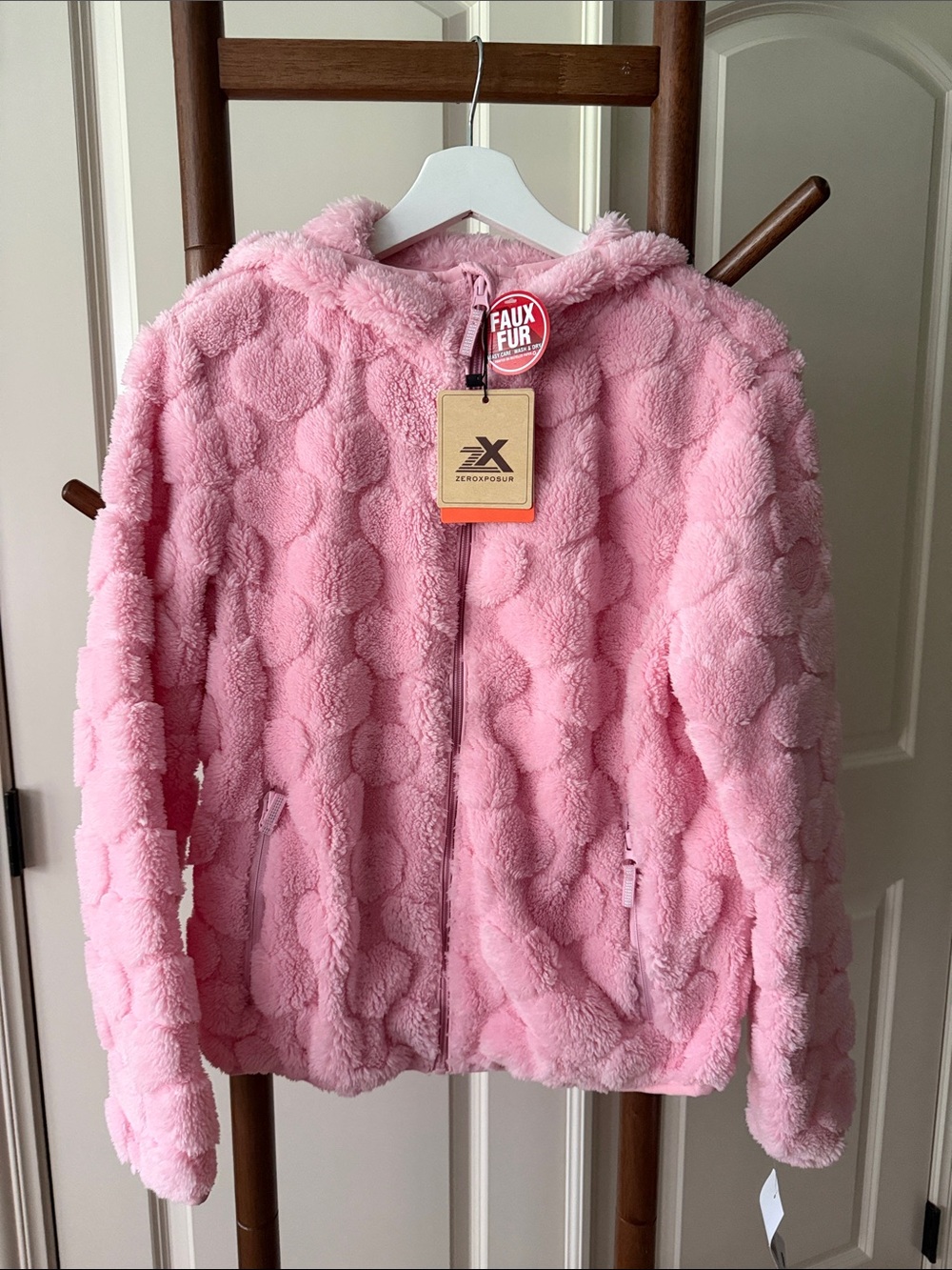 ZeroXposur Girls' Pink Faux Fur Hooded Jacket